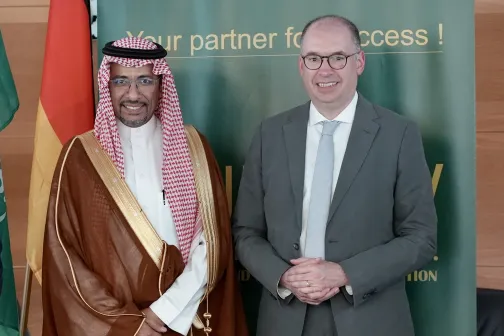 The Minister of Industry and Mineral Resources discusses enhancing investment opportunities in the industrial and mining sectors with several German company officials